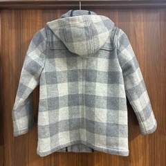 【BeBe】グレー系チェック ダッフル コート 男女 かわいい 130cmの画像