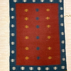 147cm×104cm ハンドメイド キリム 手織り ラグ カーペット 絨毯 ギャッベ　トライバル の画像