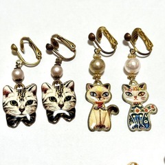 選べるクリスマスプレゼント☆イヤリングピアス☆猫などモチーフものの画像
