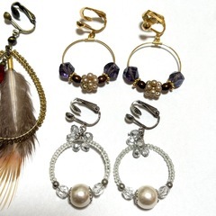 選べるクリスマスプレゼント☆イヤリングピアス☆菩提樹パールカットガラス羽などの画像