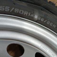 プロボックス 冬 サクシード 14インチ【富山】日本製 155/80R14 LT ダンロップ 中古４本 トヨタ 車検対応 スタッドレスタイヤ ホイール付きの画像