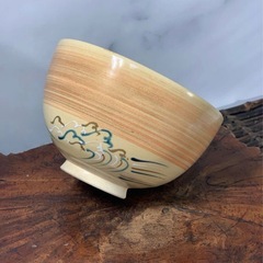 【京焼 抹茶碗】波文様 茶道具 茶器 煎茶道具 骨董 アンティーク 古道具　同梱相談可 波　模様　時代物　古玩　古董　懐石道具　煎茶器の画像