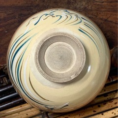 【京焼 抹茶碗】波文様 茶道具 茶器 煎茶道具 骨董 アンティーク 古道具　同梱相談可 波　模様　時代物　古玩　古董　懐石道具　煎茶器の画像