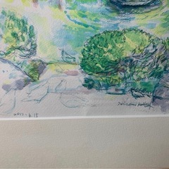 【アンティーク 水彩画 日比谷公園 直筆サイン 額装】風景画 良品 美術品 絵画 アートの画像