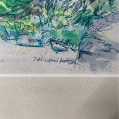 【アンティーク 水彩画 日比谷公園 直筆サイン 額装】風景画 良品 美術品 絵画 アートの画像