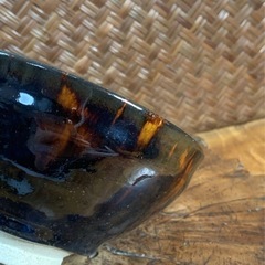 【益子焼 天目茶碗】箱付 茶道具 茶碗 骨董 古道具 良品 骨董 古玩 良品 茶器 煎茶道具 煎茶器 華道具 天目 和骨董 和美術 茶杯の画像