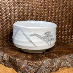 【時代物 白志野 抹茶碗】美濃焼 作家物 茶道具 茶器 骨董 良品 古玩 懐石道具 和美術 和骨董 華道具 古道具 アンティーク 志野の画像