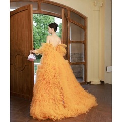 【美品】オレンジロングドレスの画像