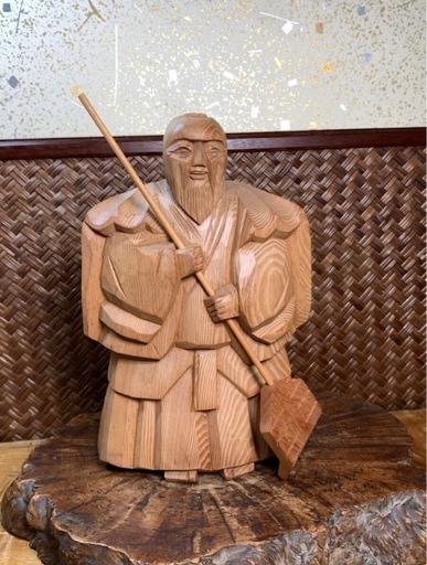 時代物 木彫 高砂人形 在銘 作家物 良品 縁起物 和美術 骨董 古玩 工芸