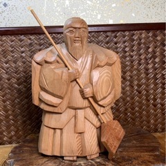 時代物 木彫 高砂人形 在銘 作家物 良品 縁起物 和美術 骨董 古玩 工芸品 古道具 茶道具 茶器 煎茶道具 華道具 和骨董 置物 花器 煎茶器の画像
