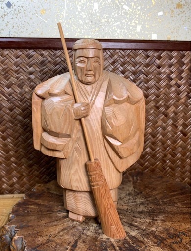 時代物 木彫 高砂人形 在銘 作家物 良品 縁起物 和美術 骨董 古玩 工芸