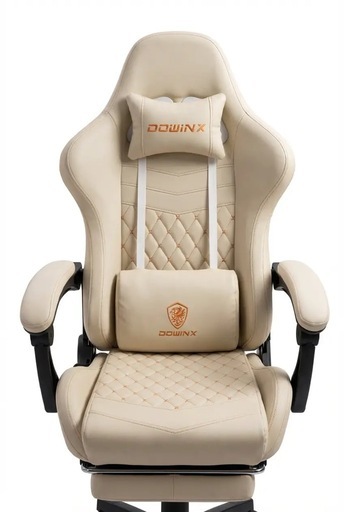 DOWINX ゲーミングチェア リクライニングチェアアイボリー／オットマン