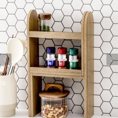 【未使用】3COINS(スリーコインズ)  木目調キッチンラック：S／KITINTOの画像