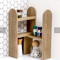 【未使用】3COINS(スリーコインズ)  木目調キッチンラック：S／KITINTOの画像