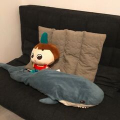 ★本日23日・21時頃、引取可能な方限定★フルフラットにもなるソファ★ダークネイビーの画像