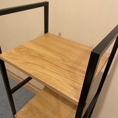 オープンシェルフ　3段　スリム　木目　アイアンの画像