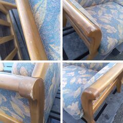 カリモク家具 Chitano チターノ 2人掛けソファ 花柄 木製フレーム レトロ アンティーク調 ラブソファ 【引取限定/大阪府羽曳野市】の画像