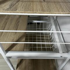 【52幅 50幅】レンジ台 ゴミ箱上 ラック シェルフ スリム 棚 スライド おしゃれ  木目 北欧 レンジ 炊飯器ラック レンジボード キッチンラック オーブントースターの画像