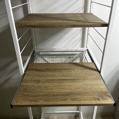 【52幅 50幅】レンジ台 ゴミ箱上 ラック シェルフ スリム 棚 スライド おしゃれ  木目 北欧 レンジ 炊飯器ラック レンジボード キッチンラック オーブントースターの画像