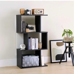 ワイエムワールド 本棚 収納ラック ディスプレイラック スリム 木製 S字 の画像