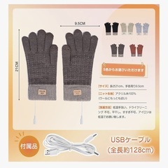 レディース　手袋　新品　茶色　ブラウン　電熱手袋　電熱グローブの画像
