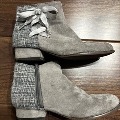 ★女の子　ガールズ　ブーツ グレー スエード ツイード　23cm★の画像