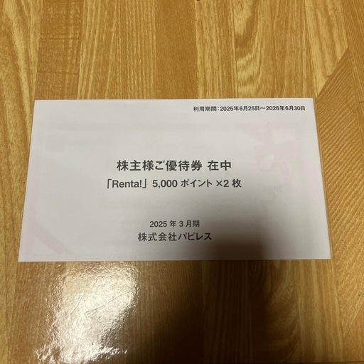 Renta! 株主優待券11,000円分