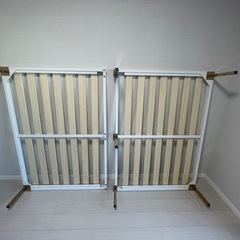 Francfranc レーヌ ダブルベッド フレーム 傷、汚れなし。フランフラン  スノコ 通気性 ベッドフレーム  家具  ゴールド ホワイト の画像