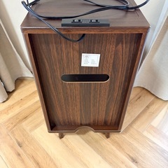 木製ナイトテーブル サイドテーブル 引き出し付き ウォールナット調の画像