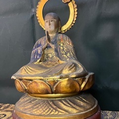 仏像　浄土宗　善導大師　古美術　仏教美術　寺院　骨董　三尊　中国浄土教の僧　木彫 仏教古美術 時代物 仏具の画像