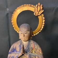 仏像　浄土宗　善導大師　古美術　仏教美術　寺院　骨董　三尊　中国浄土教の僧　木彫 仏教古美術 時代物 仏具の画像