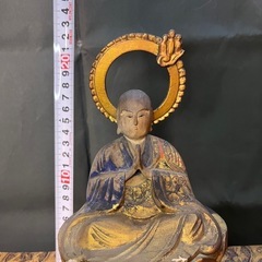 仏像　浄土宗　善導大師　古美術　仏教美術　寺院　骨董　三尊　中国浄土教の僧　木彫 仏教古美術 時代物 仏具の画像