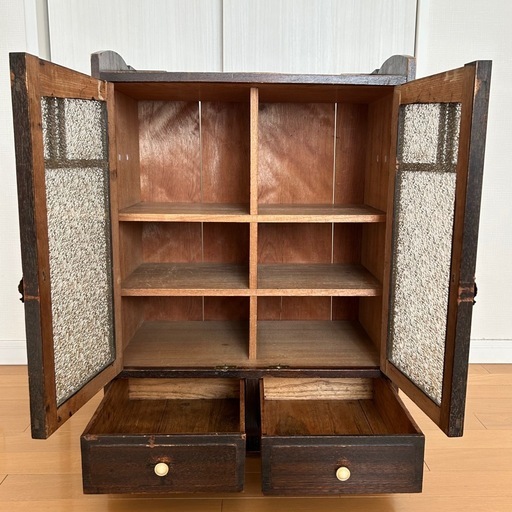 古道具 本棚 ガラス扉 アンティーク (しば) 御幣島のインテリア雑貨