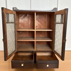古道具 本棚 ガラス扉 アンティークの画像