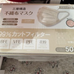 【本日限定価格です！50枚入り×16箱】　カラーマスク ふつうサイズ アイボリーの画像