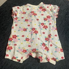 ハイビスカス フリル半袖 ロンパース 60-70サイズの画像