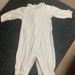 メゾピアノ フリル付きロンパース ホワイト 50-70の画像