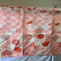 ピンク色着物訪問着リメイク暖簾のれん！！の画像