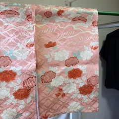 ピンク色着物訪問着リメイク暖簾のれん！！の画像