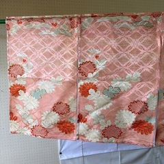 ピンク色着物訪問着リメイク暖簾のれん！！の画像