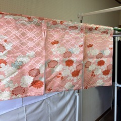 ピンク色着物訪問着リメイク暖簾のれん！！の画像