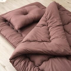 未使用/新品　圧縮開放品　布団セット ダブル 【高密度固綿 三層敷布団】 抗菌 防臭 防カビ 洗える  ホコリが出にくい 掛布団 敷布団 枕の画像