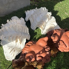 シーサー2体＋浮き玉（大）＋シャコ貝（大）2枚セットの画像