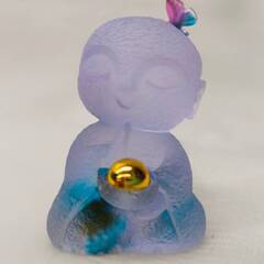 お地蔵さん　青　お花の画像