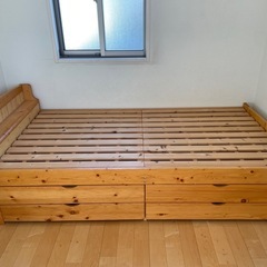 すのこベッド　引き出し4段　収納つきの画像