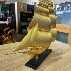 【苫小牧バナナ】咸臨丸オブジェ 勝海舟　 傷、すれ、雰囲気あり 全長310mm 高さ270mm の画像