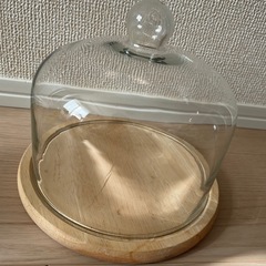 【plein de vie】ガラスドーム  ケーキドーム幅20cm木製プレートの画像