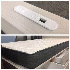 【愛品倶楽部柏店】ニトリ セミダブルベッド 収納付き RJ05EC 圧縮ポケットコイルマットレス フレーム＆マットレスSETの画像