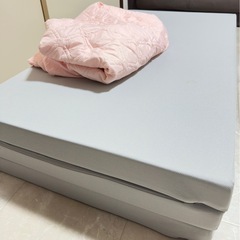 【美品】セミダブルの収納付きベッドフレーム（NS-001・浅型／床板GY）とマットレスのセットです。 の画像