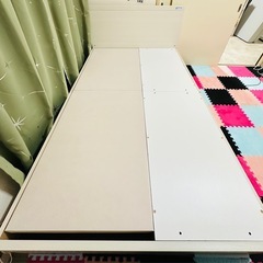 【美品】セミダブルの収納付きベッドフレーム（NS-001・浅型／床板GY）とマットレスのセットです。 の画像